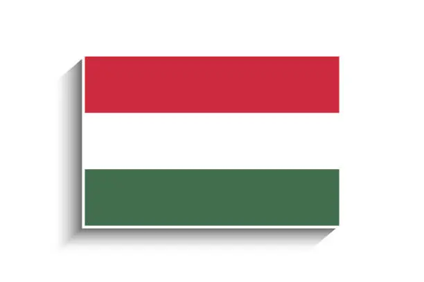 Vector illustration of Flat Rectangle Hungary Flag Icon