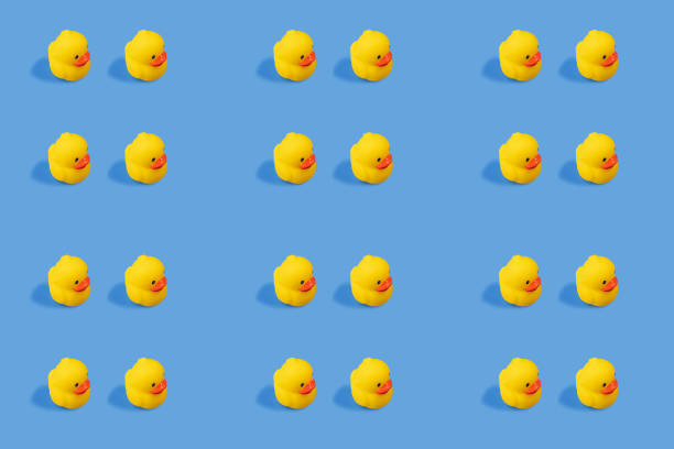 istock Rubber duck pattern, Baby's bath friend, bath time fun, yellow ducky 1806750886