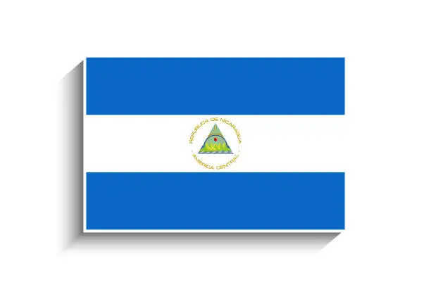Vector illustration of Flat Rectangle Nicaragua Flag Icon
