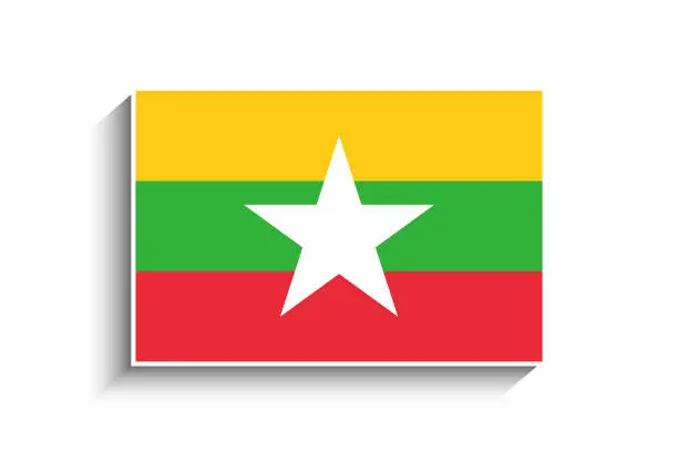Vector illustration of Flat Rectangle Myanmar Flag Icon