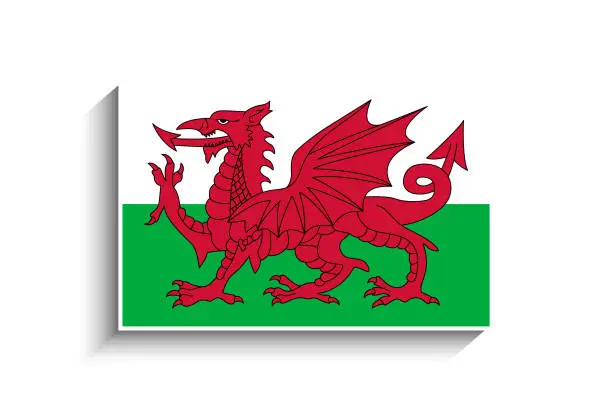Vector illustration of Flat Rectangle Wales Flag Icon