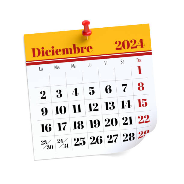 istock December Calendar 2024 in Spanish Language. Isolated on White Background. 3D Illustration 1806828286