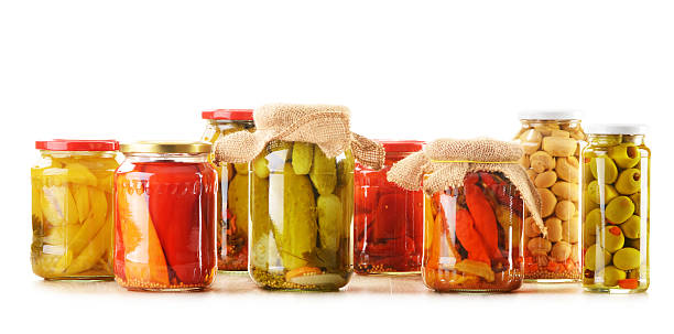 istock Composition with jars of pickled vegetables 180683920