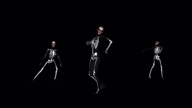 Skeleton Trio - Dancing Group - Alpha Channel