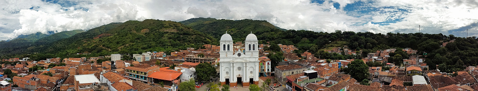 Sopetran, Antioquia - Colombia. November 15, 2023. Aerial panoramic with drone, The municipality was created at the municipality level on December 31, 1657