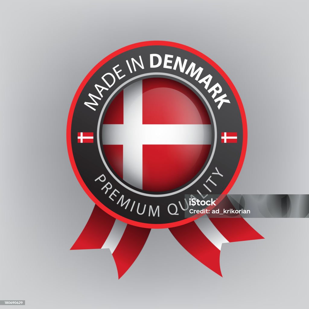 Feita na Dinamarca, selo e bandeira, (Vector) - Vetor de Bandeira royalty-free