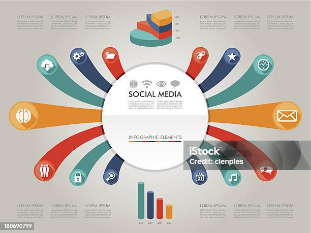 Social Media Networks Infographic Diagram With Information Graphics Elements Set Stock Illustration - Download Image Now