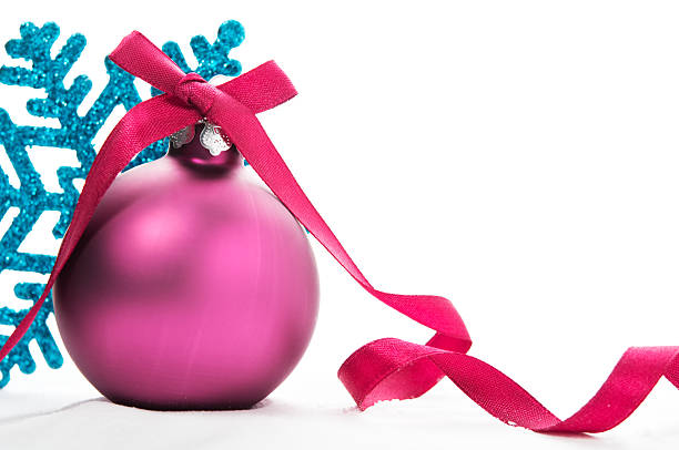 istock Purple xmas ball and blue snowflake 180691382