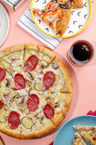 italian traditional pizza on a colored background