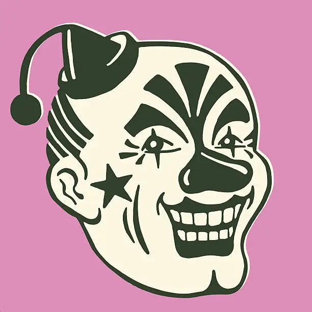 Vector illustration of Creepy Clown Face