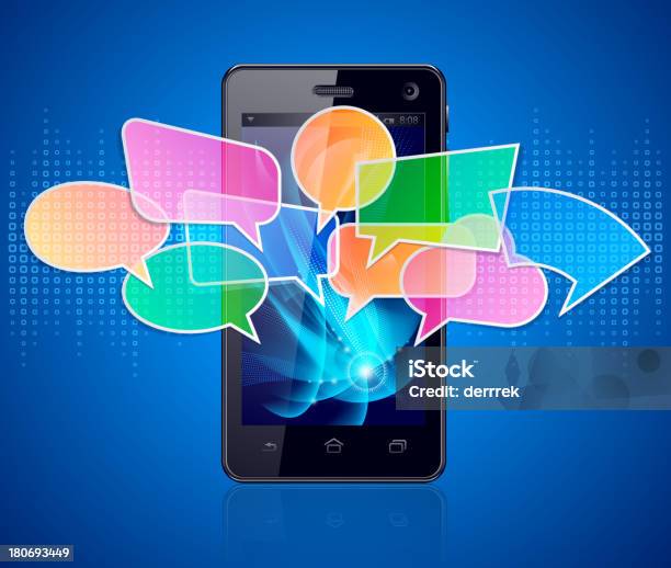 Comunicação De Telefone Inteligente - Arte vetorial de stock e mais imagens de A usar um telefone - A usar um telefone, Apresentação Digital, Balão de Fala