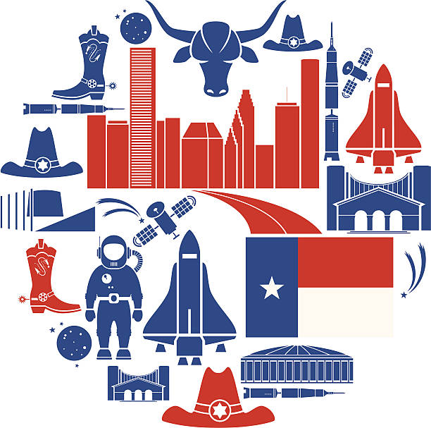 Houston Icon Set vector art illustration