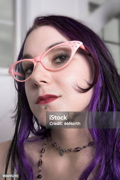 Purple And Pink Stock Photo - Download Image Now - Dyed Hair, Eyeglasses, Funky