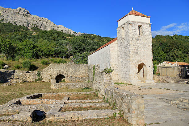 istock Old church historic site in Baska 180694466
