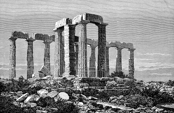 griechische tempelruinen - classical greek greek culture roman greece stock-grafiken, -clipart, -cartoons und -symbole