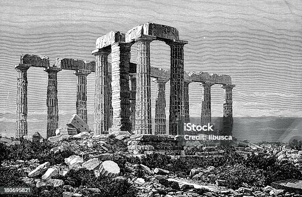 Ilustración de Templo Griego Ruinas y más Vectores Libres de Derechos de Estilo Clásico Griego - Estilo Clásico Griego, Grecia - Europa del sur, Croquis