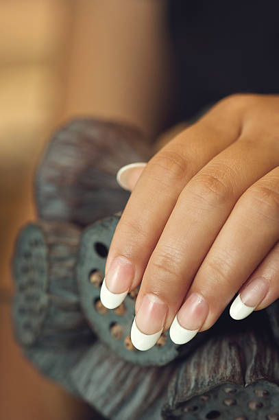 Simple French Manicure stock photo