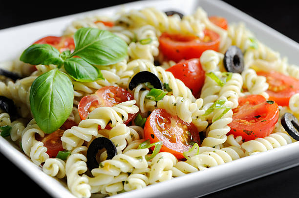 Fusilli pasta salad stock photo