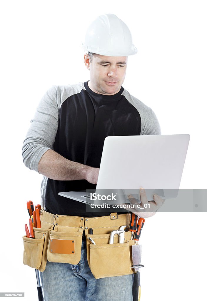 Contractor on white Contractor posing in a studio shot on a white background 40-44 Years Stock Photo