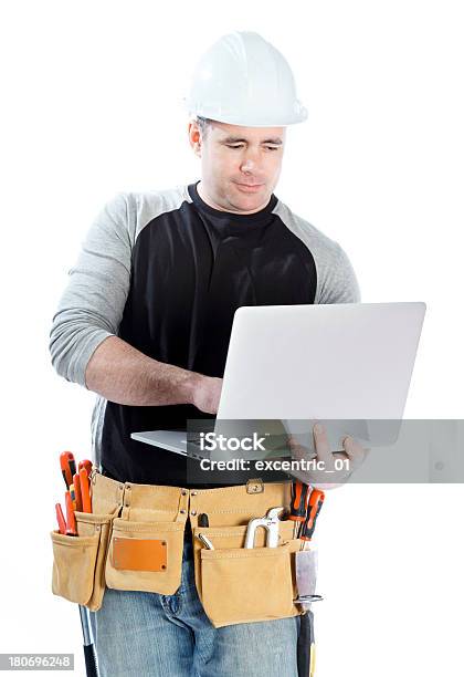 Contractor On White Stock Photo - Download Image Now - 40-44 Years, Activity, Adult