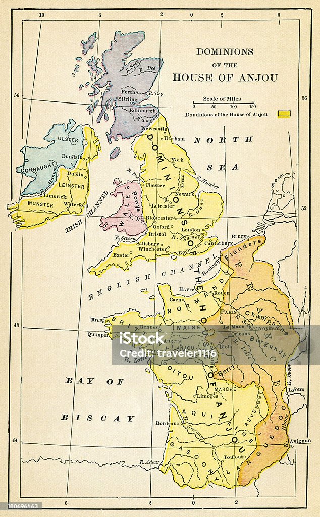 Inglaterra, mapa durante o século 9 - Royalty-free Anjou - França Ilustração de stock