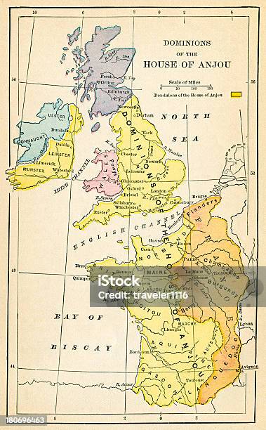 Inglaterra Mapa Durante O Século 9 - Arte vetorial de stock e mais imagens de Anjou - França - Anjou - França, Mapa, Por volta do século 9 DC