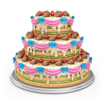 Designer cake on the white background