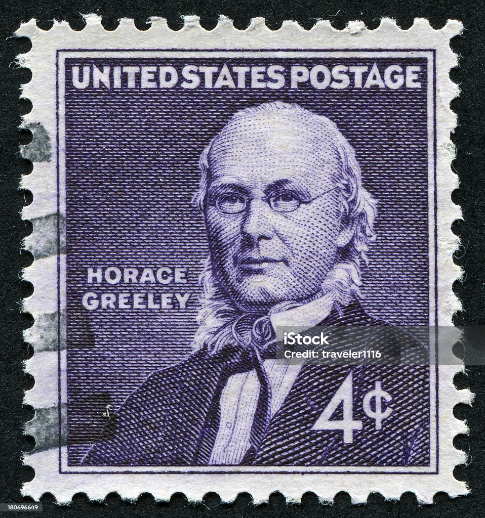 Horace Greeley Stamp - Foto stock royalty-free di Adulto