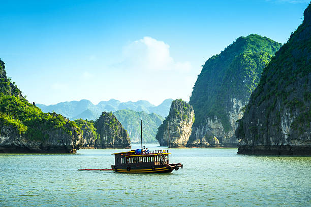Halong Bay, Vietnam "Halong Bay, VietnamUnesco World Heritage Site and Most popular place in Vietnam" gulf of tonkin photos stock pictures, royalty-free photos & images