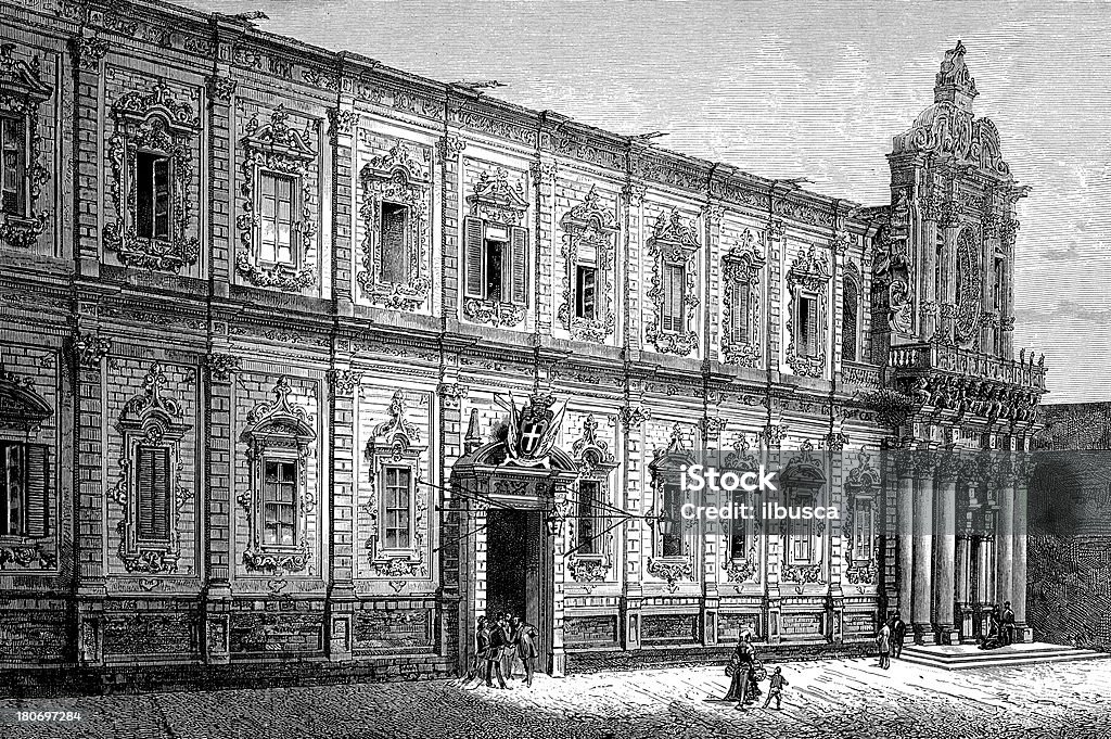 Palazzo della Prefettura em Lecce, Itália - Ilustração de Antigo royalty-free