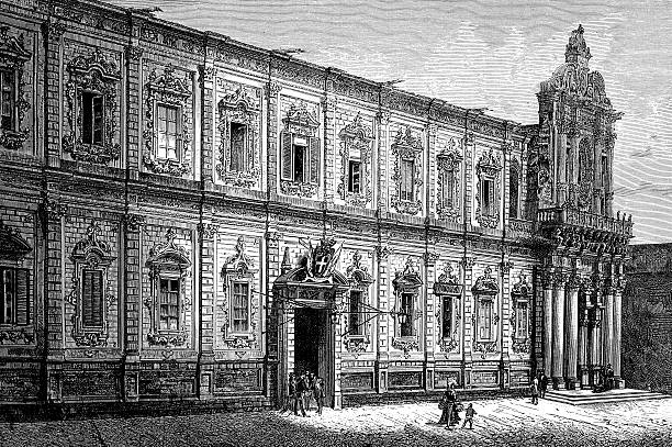 Prefecture Palace in Lecce, Italy Palazzo della Prefettura in Lecce, Italy lecce stock illustrations
