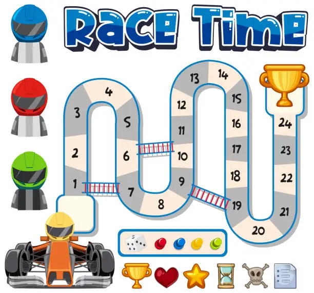 Vector illustration of Maze Game Template with Car Racing Theme