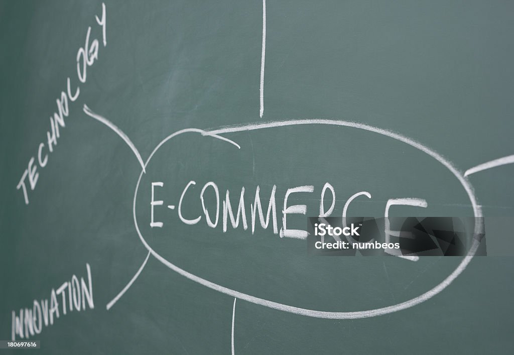 E-commerce diagramma di flusso su lavagna - Foto stock royalty-free di Affari