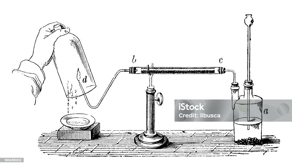 Antique des expériences scientifiques de chimie et de physique - Illustration de Antiquités libre de droits