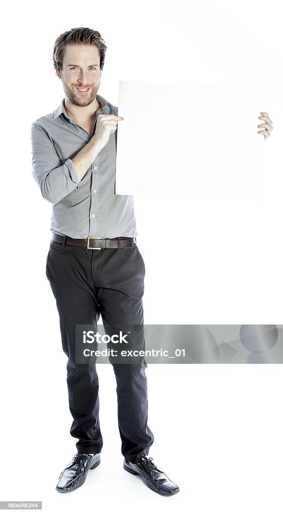Homem atraente Vestindo uma camisa cinza isolado em fundo branco - Royalty-free 30-39 Anos Foto de stock