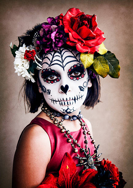 istock Little Girl Sugar Skull Portrait 180698455