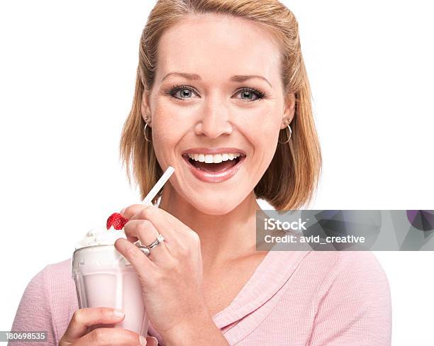 Woman Enjoying Milkshake Stock Photo - Download Image Now - Milkshake, One Woman Only, Women