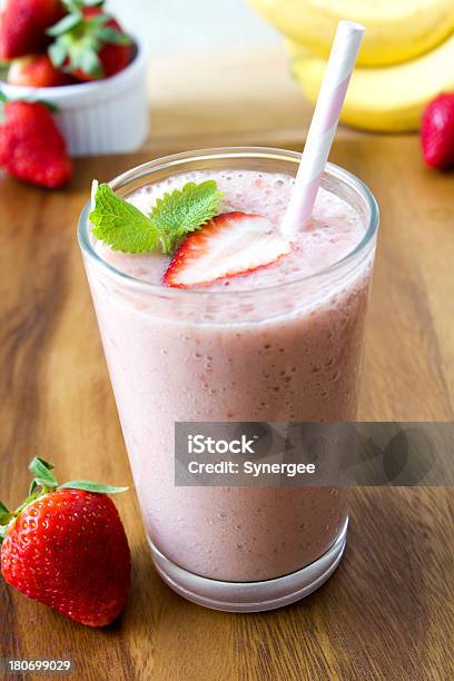 Strawberry Smoothie Stock Photo - Download Image Now - Antioxidant, Backgrounds, Banana