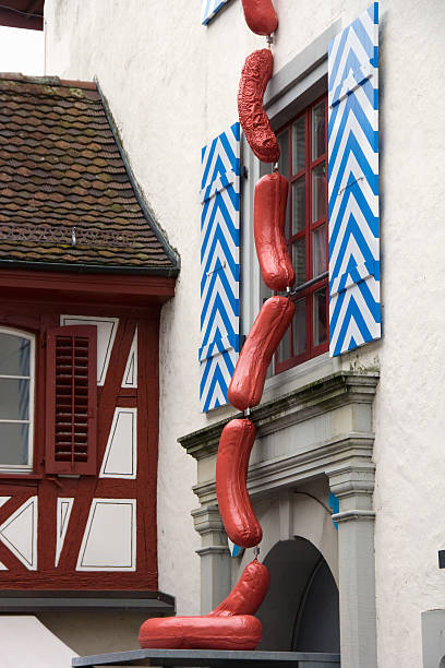 istock sausages hanging from the window 180699189