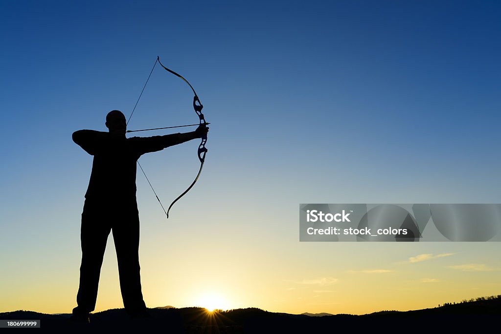 archer ao pôr do sol, Silhueta - Royalty-free Tiro com arco Foto de stock