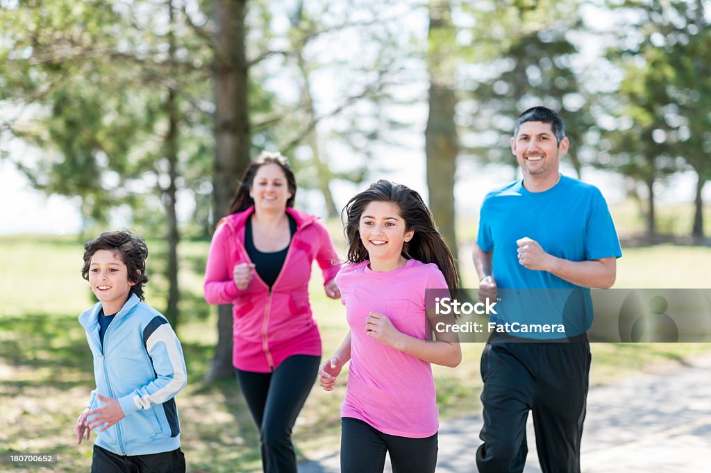 Family Run Family out for a run 10-11 Years Stock Photo