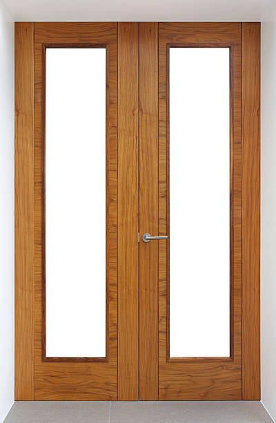 istock Beautiful tall walnut wood internal doors 180701648