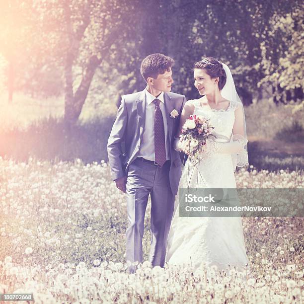 Wedding Series Bride And Groom Walking Together Stock Photo - Download Image Now - Adult, Adults Only, Bride