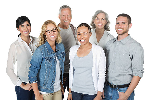 istock Casual diverse group of adults smiling; studio shot 180703225