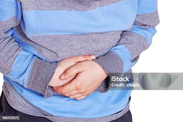 Child With Stomach Pain Stock Photo - Download Image Now - Stomachache, Child, One Person