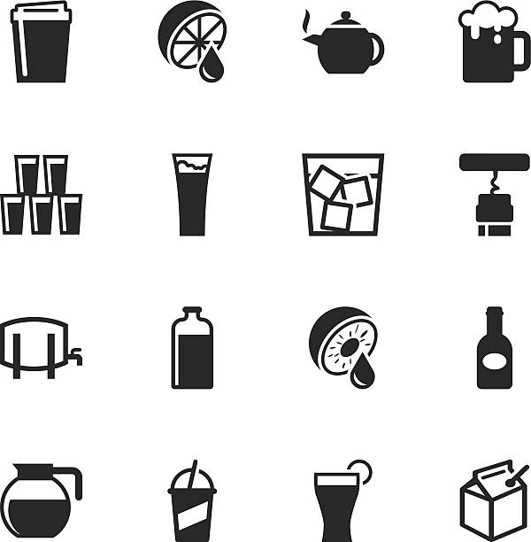 ilustraciones, imágenes clip art, dibujos animados e iconos de stock de bebida silueta de iconos-set 3 - silhouette vodka bottle glass