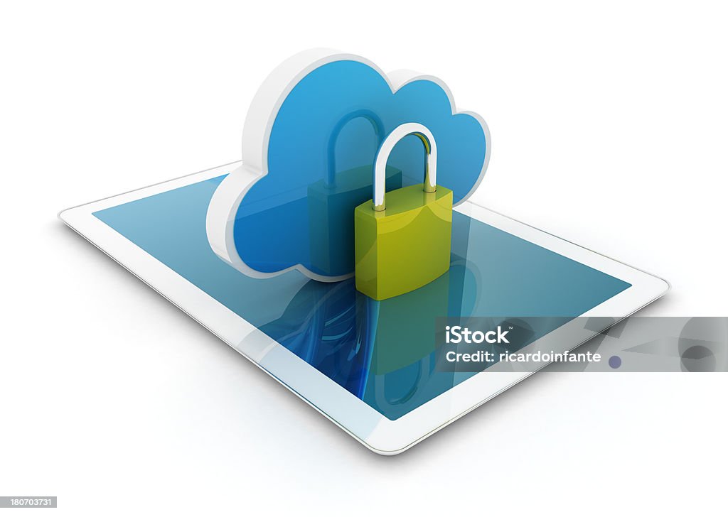 3 D comprimido con cloud y candado - Foto de stock de Candado libre de derechos