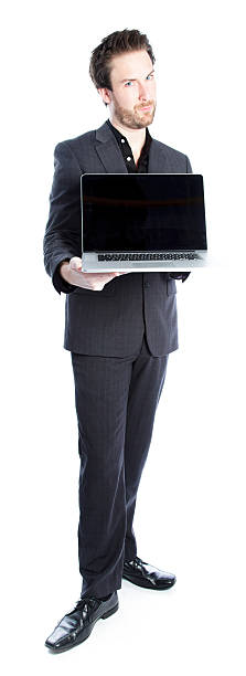istock Business man wearing grey suit on a white background 180703775