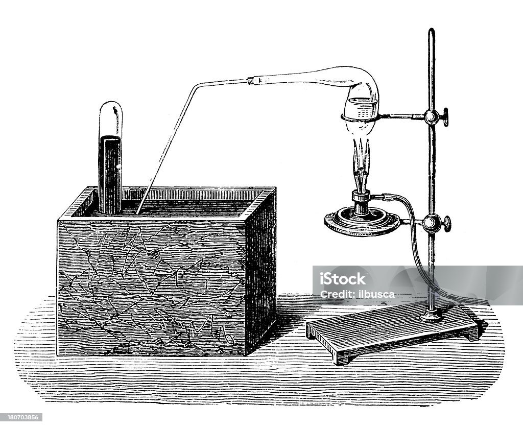 Antikes wissenschaftliche Chemie und Physik Experimente - Lizenzfrei Lageplan Stock-Illustration