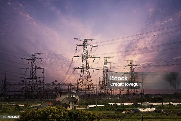 High Voltage Tower Electricity Pylon Stock Photo - Download Image Now - Air Pollution, Built Structure, Cable